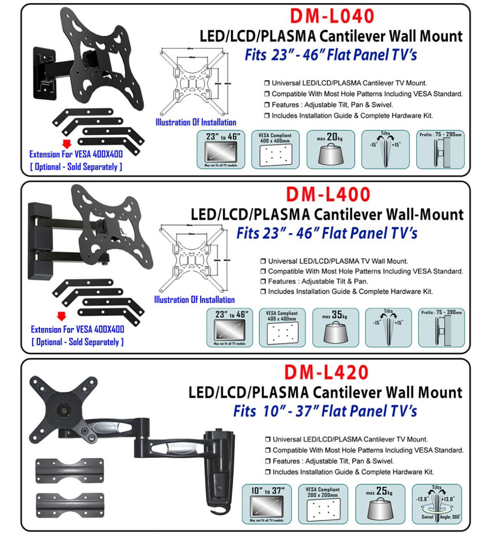LED/LCD/Plasma Cantilever Wall Mount